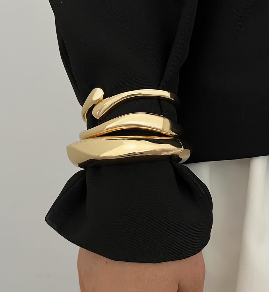 Golden Bangles Stackable 14K Gold Plated