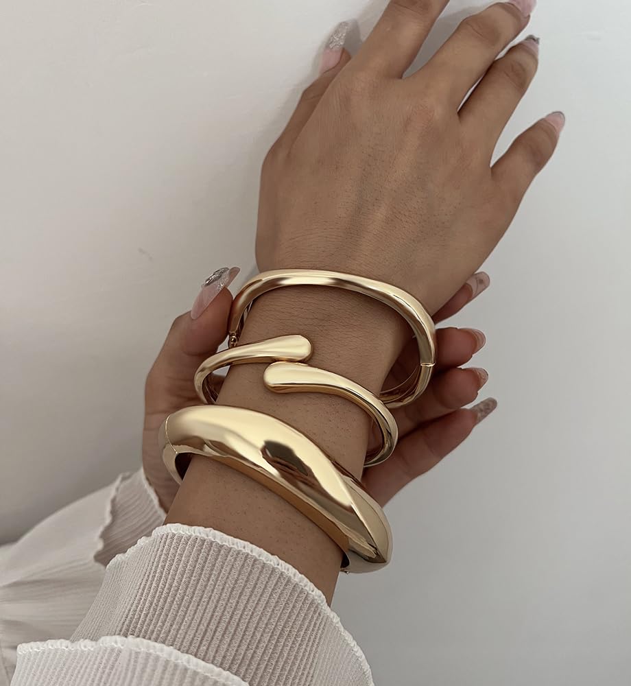 Golden Bangles Stackable 14K Gold Plated