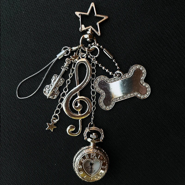 Gothic Steampunk Pocket Watch Necklace - Hollow Heart with Wings & Chain Pendant