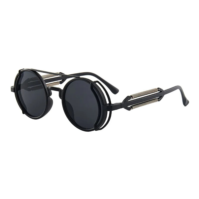 Gothic Steampunk Sunglasses - Round Side Shield Goggles with Metal Frame Many Colors