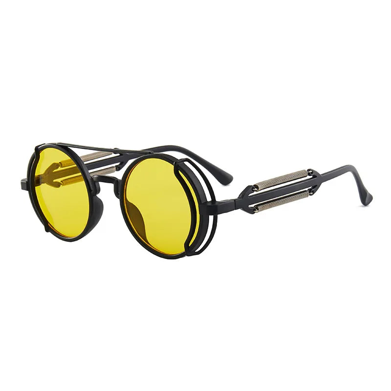 Gothic Steampunk Sunglasses - Round Side Shield Goggles with Metal Frame Many Colors