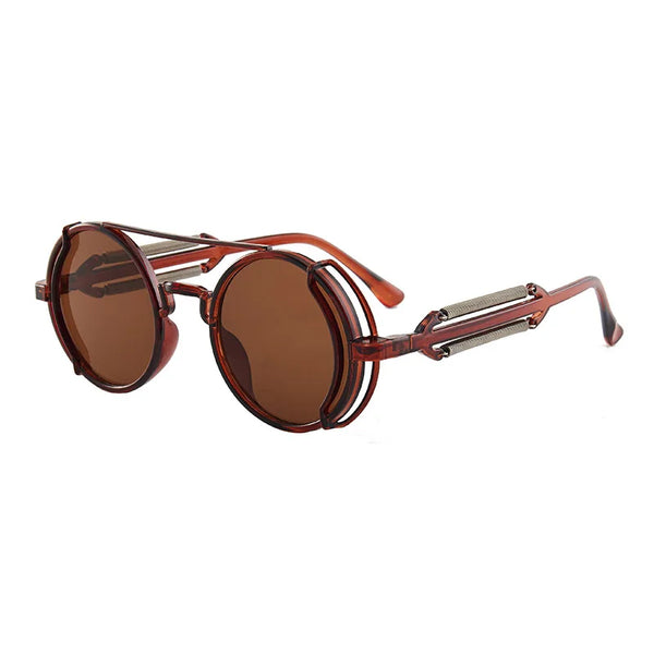 Gothic Steampunk Sunglasses - Round Side Shield Goggles with Metal Frame Many Colors