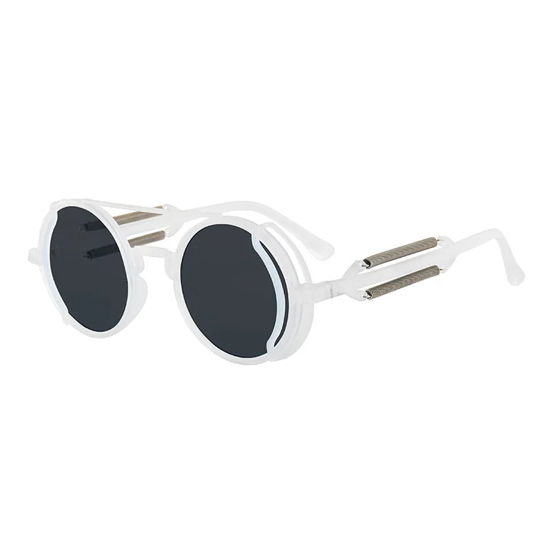 Gothic Steampunk Sunglasses - Round Side Shield Goggles with Metal Frame Many Colors