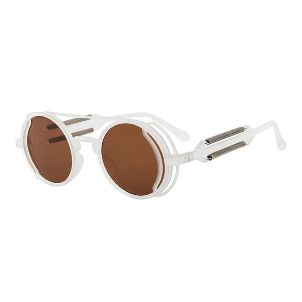 Gothic Steampunk Sunglasses - Round Side Shield Goggles with Metal Frame Many Colors