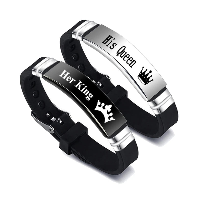 Her King His Queen Stainless Steel Couple's Bracelet