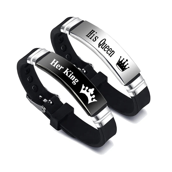 Her King His Queen Stainless Steel Couple's Bracelet
