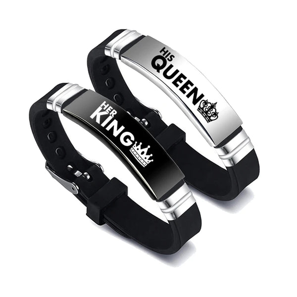 Her King His Queen Stainless Steel Couple's Bracelet