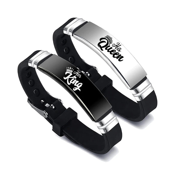 Her King His Queen Stainless Steel Couple's Bracelet