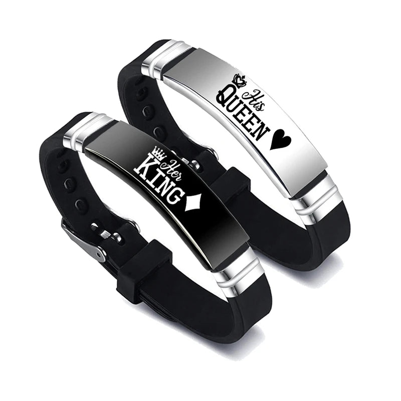 Her King His Queen Stainless Steel Couple's Bracelet