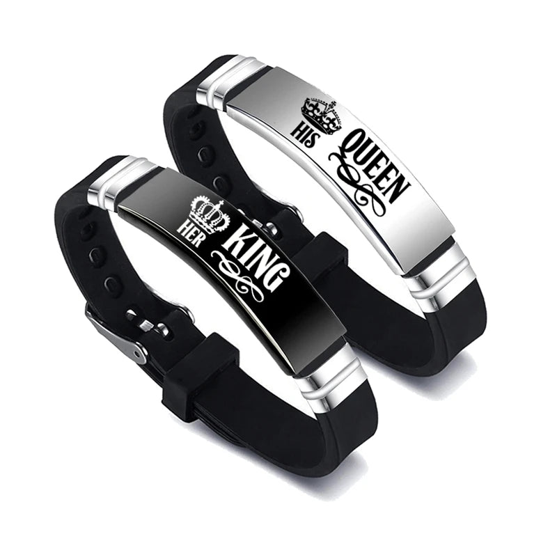 Her King His Queen Stainless Steel Couple's Bracelet