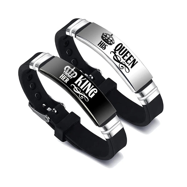 Her King His Queen Stainless Steel Couple's Bracelet