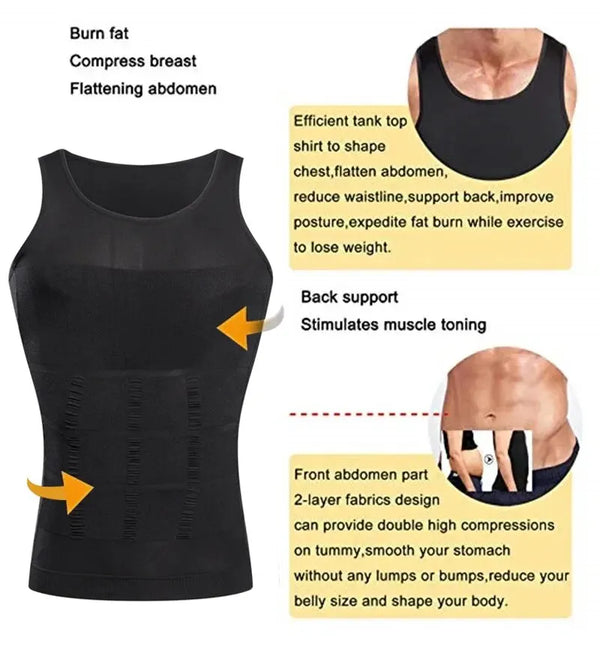 Men's Compression Slimming Vest - Body Shaper Tank Top Undershirt