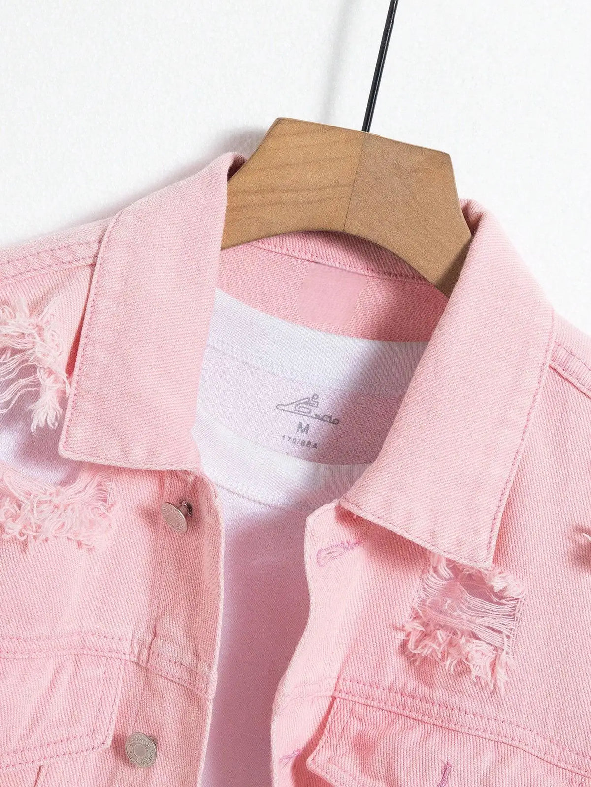 Men's Pink Ripped Denim Jacket - Casual Spring & Autumn Fashion