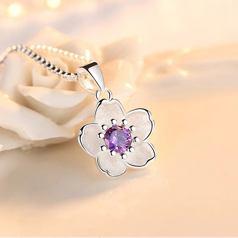 Peach Blossom Flower Jewelry 925 Sterling Silver
