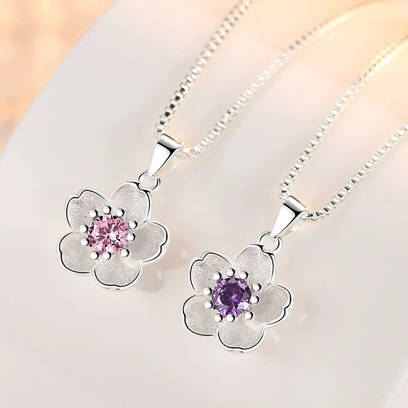 Peach Blossom Flower Jewelry 925 Sterling Silver