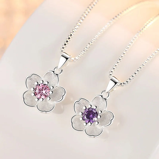 Peach Blossom Flower Jewelry 925 Sterling Silver