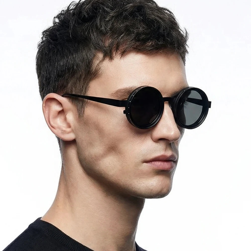 Polarized Adjustable Steampunk Round Sunglasses Cosplay Shades Secondary image