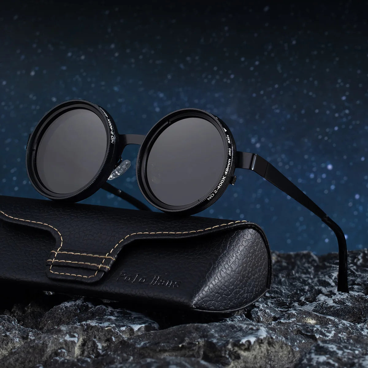 Polarized Adjustable Steampunk Round Sunglasses Cosplay Shades Main image