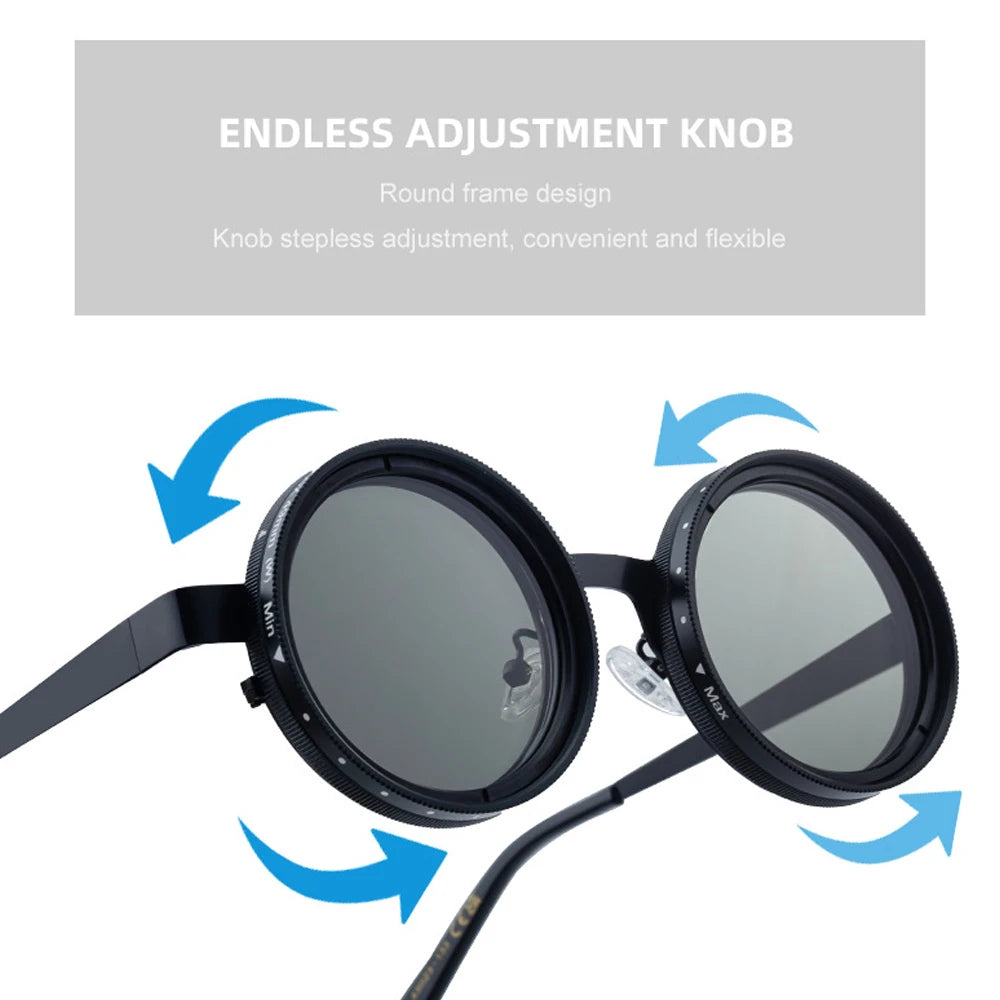 Polarized Adjustable Steampunk Round Sunglasses Cosplay Shades