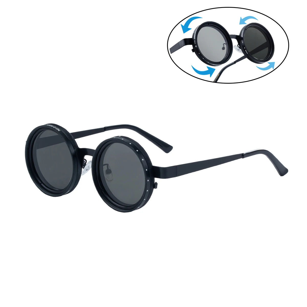 Polarized Adjustable Steampunk Round Sunglasses Cosplay Shades