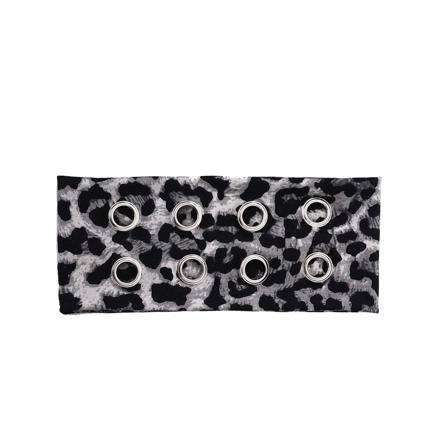 Punk Rock Headband - Wide Elastic Metal Eyelet Steampunk Hair Accessory