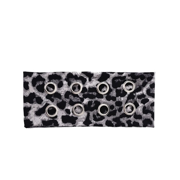 Punk Rock Headband - Wide Elastic Metal Eyelet Steampunk Hair Accessory
