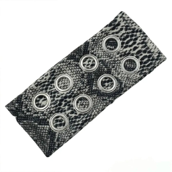 Punk Rock Headband - Wide Elastic Metal Eyelet Steampunk Hair Accessory