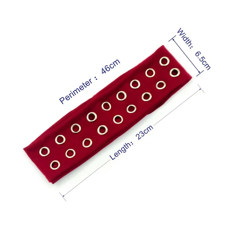 Punk Rock Headband - Wide Elastic Metal Eyelet Steampunk Hair Accessory