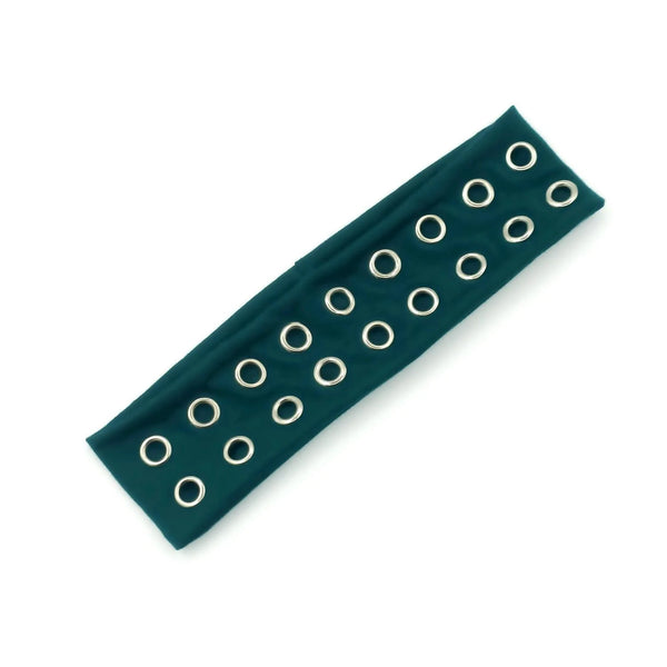 Punk Rock Headband - Wide Elastic Metal Eyelet Steampunk Hair Accessory