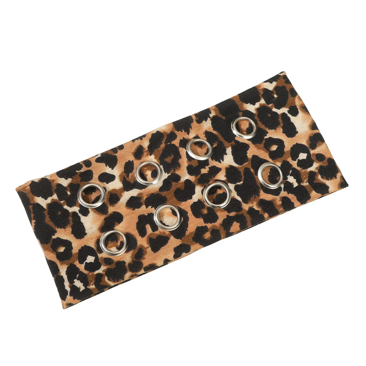 Punk Rock Headband - Wide Elastic Metal Eyelet Steampunk Hair Accessory