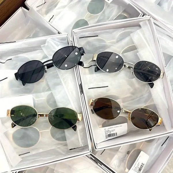 Retro Steampunk Oval Sunglasses - Vintage Metal Frame with UV400 Protection