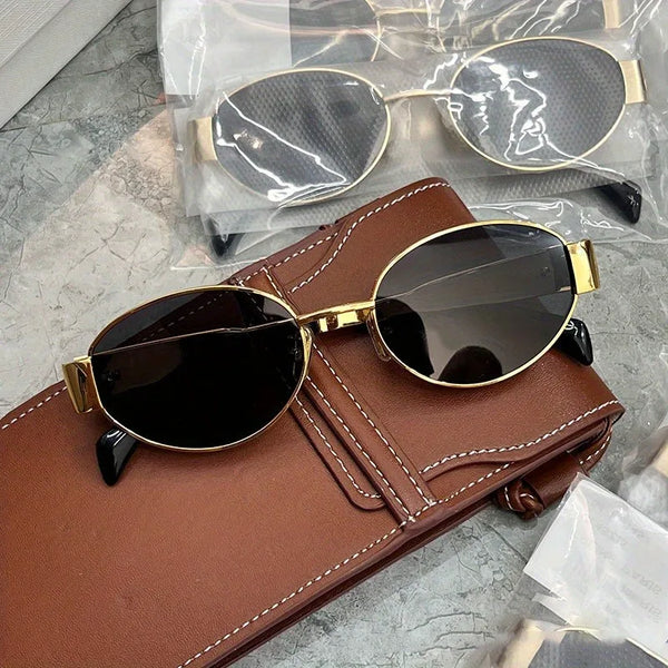 Retro Steampunk Oval Sunglasses - Vintage Metal Frame with UV400 Protection