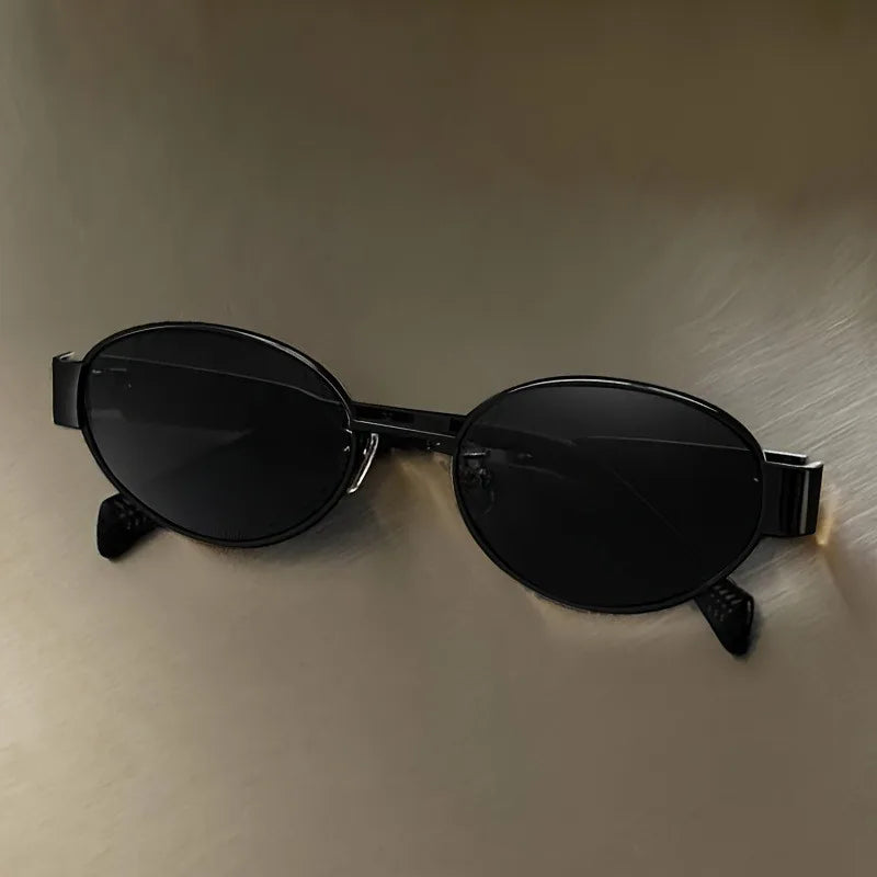 Retro Steampunk Oval Sunglasses - Vintage Metal Frame with UV400 Protection