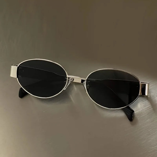 Retro Steampunk Oval Sunglasses - Vintage Metal Frame with UV400 Protection