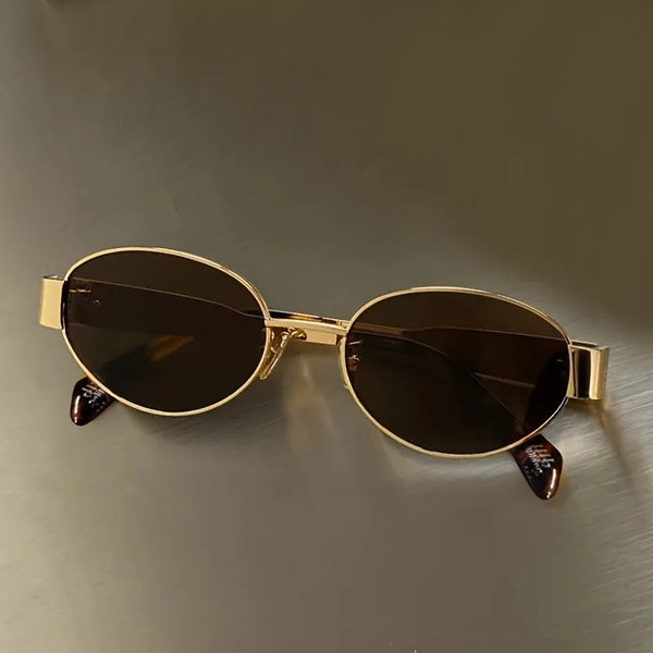 Retro Steampunk Oval Sunglasses - Vintage Metal Frame with UV400 Protection