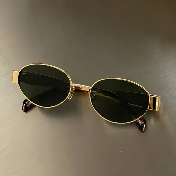 Retro Steampunk Oval Sunglasses - Vintage Metal Frame with UV400 Protection