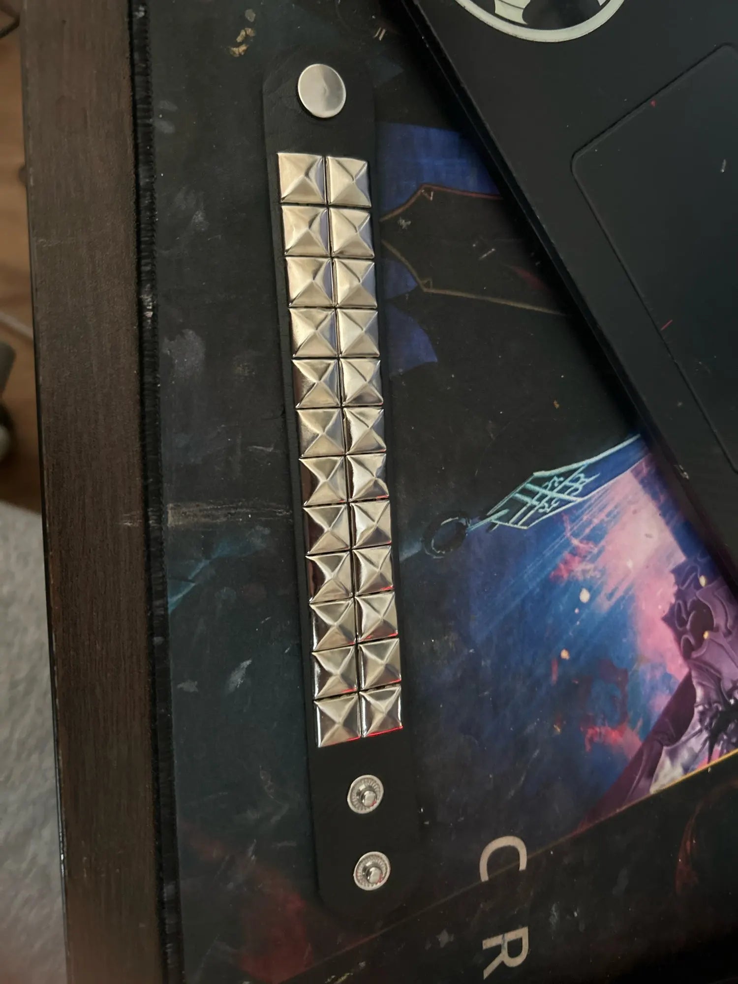 Sacred Pyramid Power Bracelet - Triple Row Gothic Leather Cuff with Protective Metal Studs Secondary image