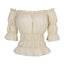 Short-Sleeved Medieval Renaissance Blouse - Beige and Light Blue