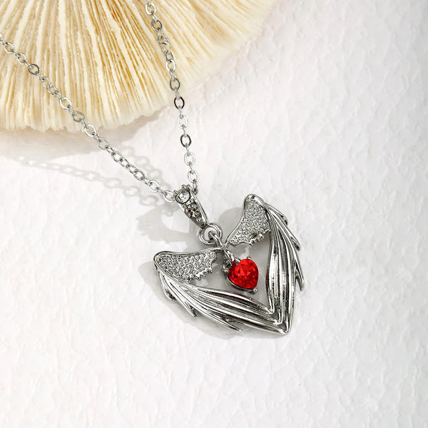 Silver Amulet Of Skeleton Hands and Heart