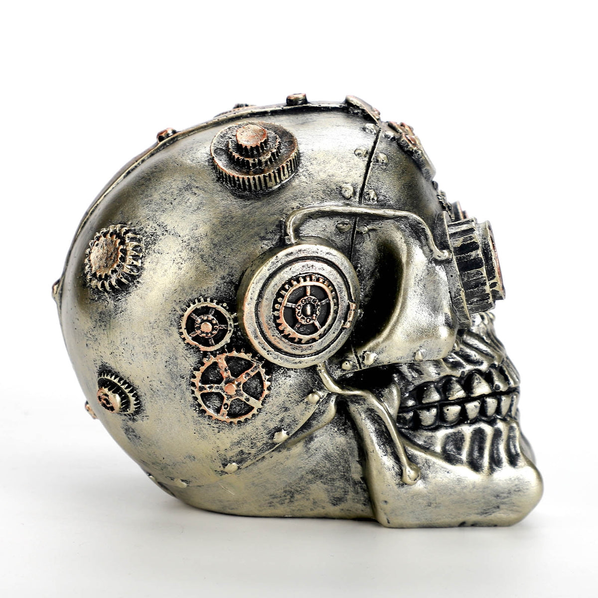 Steampunk Mechanical Skull Figurine