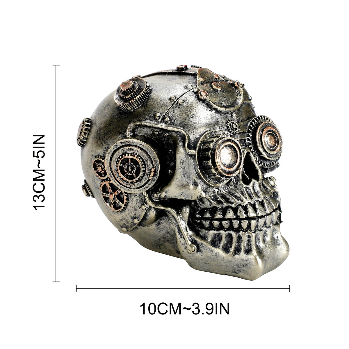 Steampunk Mechanical Skull Figurine