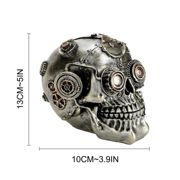 Steampunk Mechanical Skull Figurine