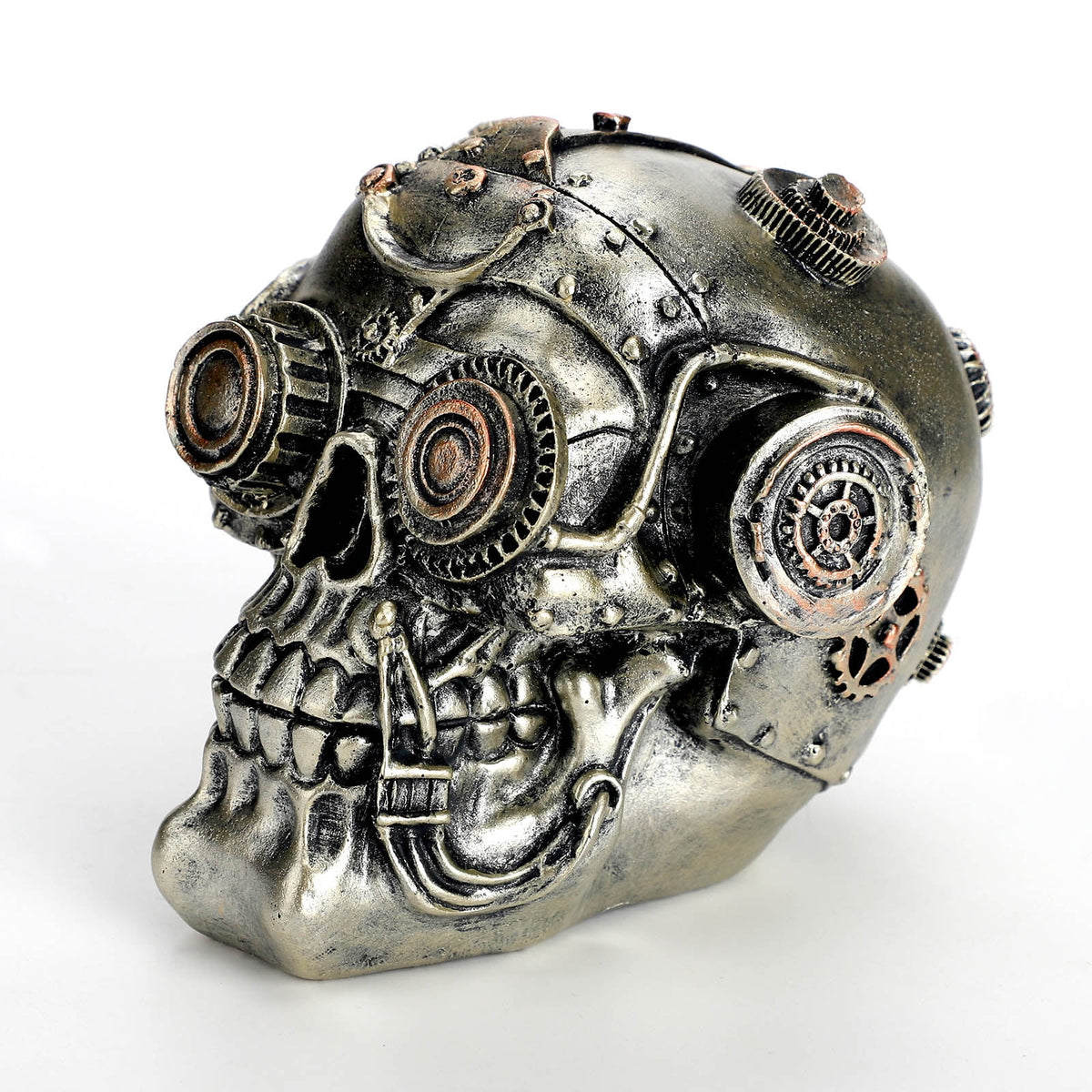 Steampunk Mechanical Skull Figurine