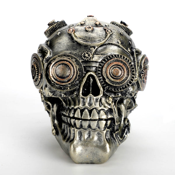 Steampunk Mechanical Skull Figurine