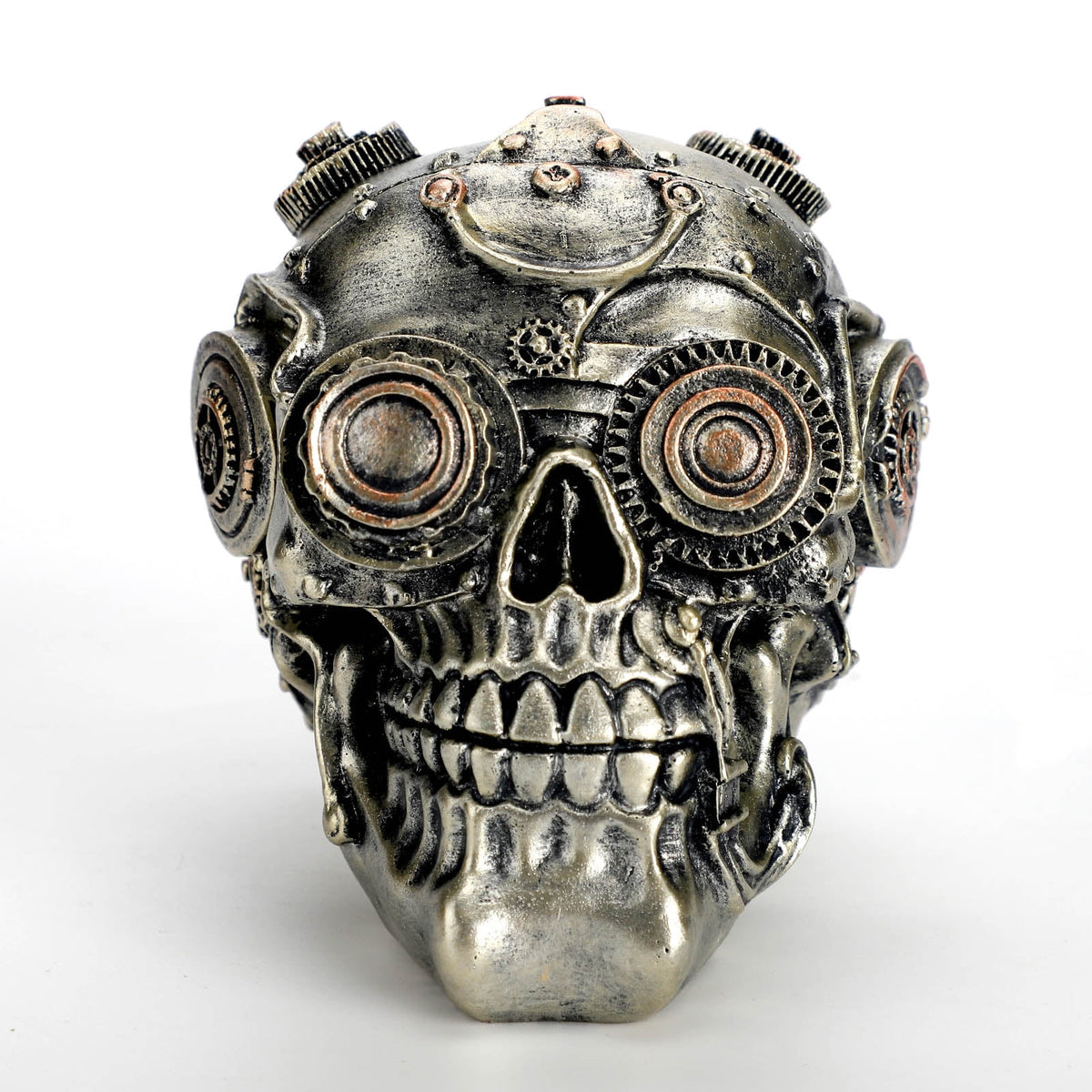 Steampunk Mechanical Skull Figurine