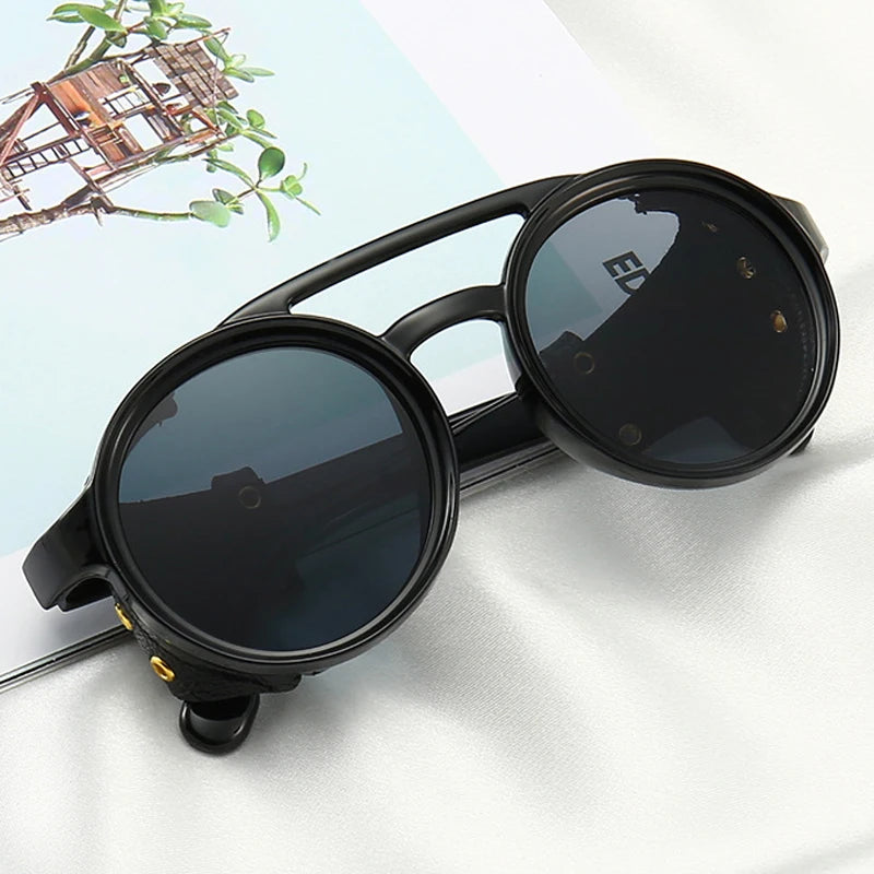 Steampunk Sunglasses Leather Framing UV400 Style