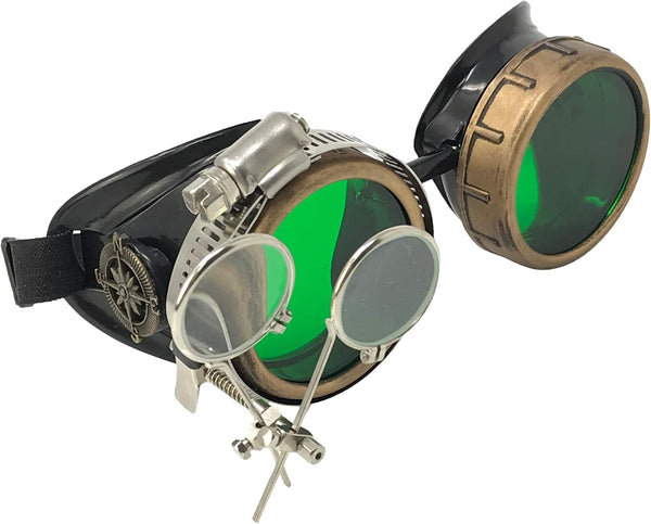 Victorian Steampunk Goggles with Compass & Ocular Loupe