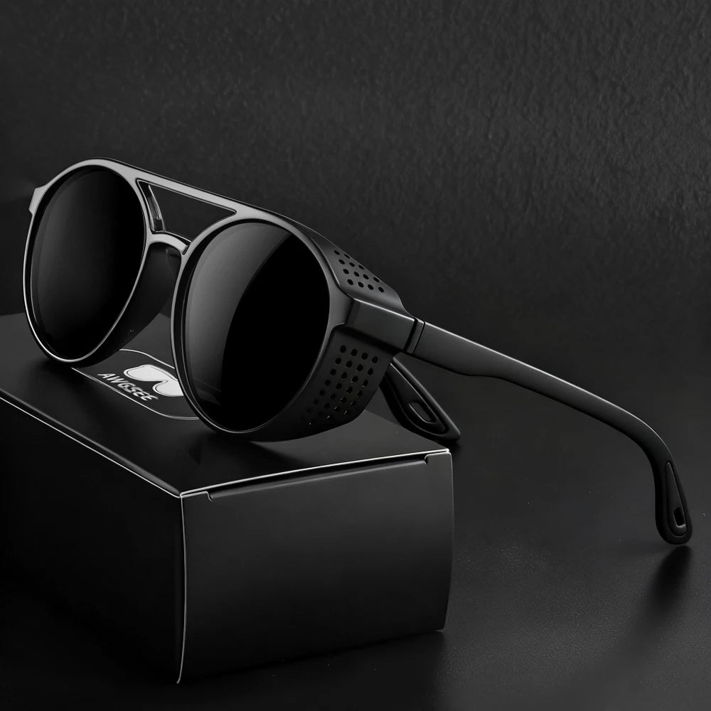 Polarized Round Steampunk Sport Sunglasses