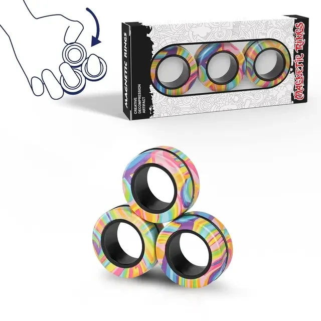 Magnetic Spinner Rings Fidget Toy Set – 3 Pack