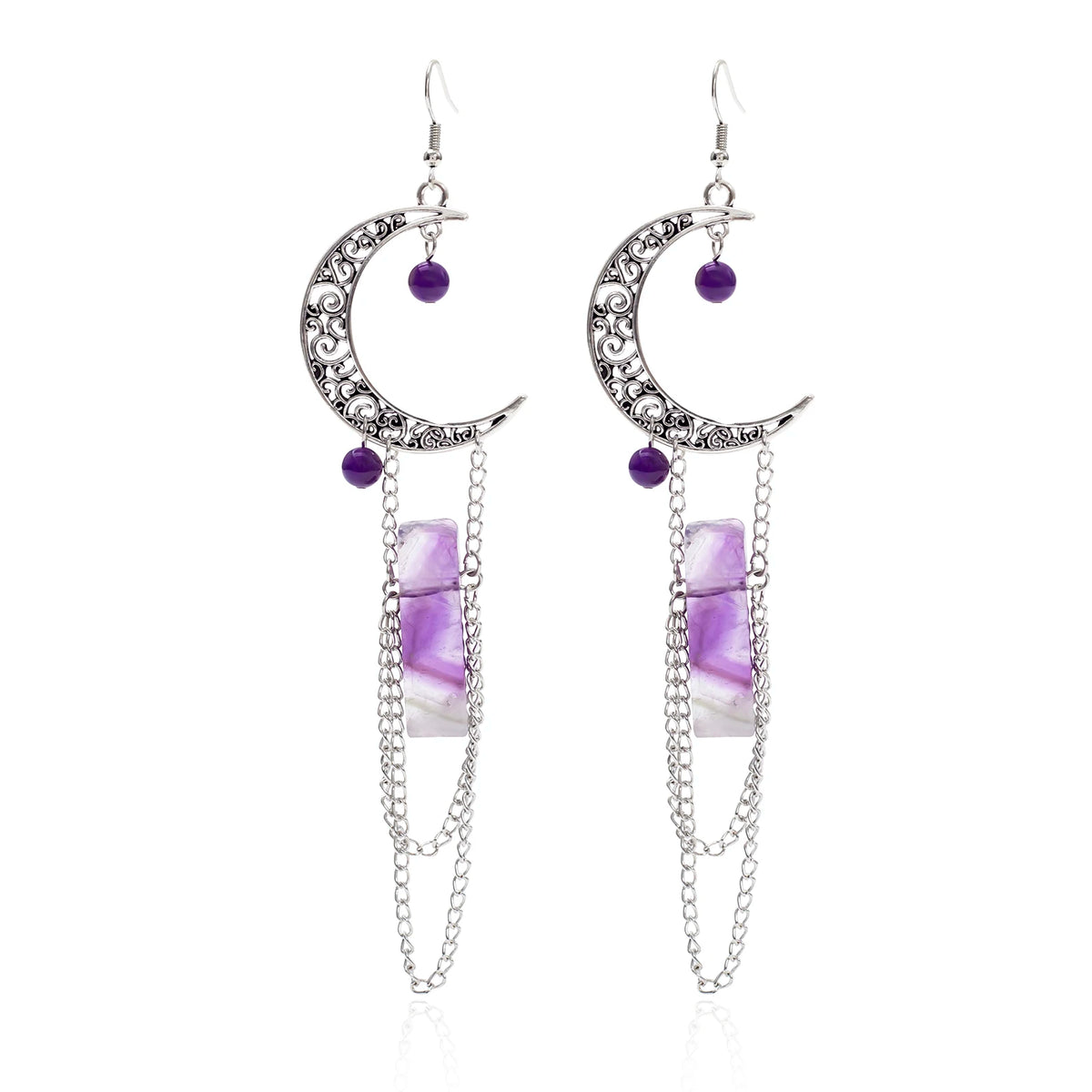 Crescent Moon Crystal Necklace - Healing Stone Pendant